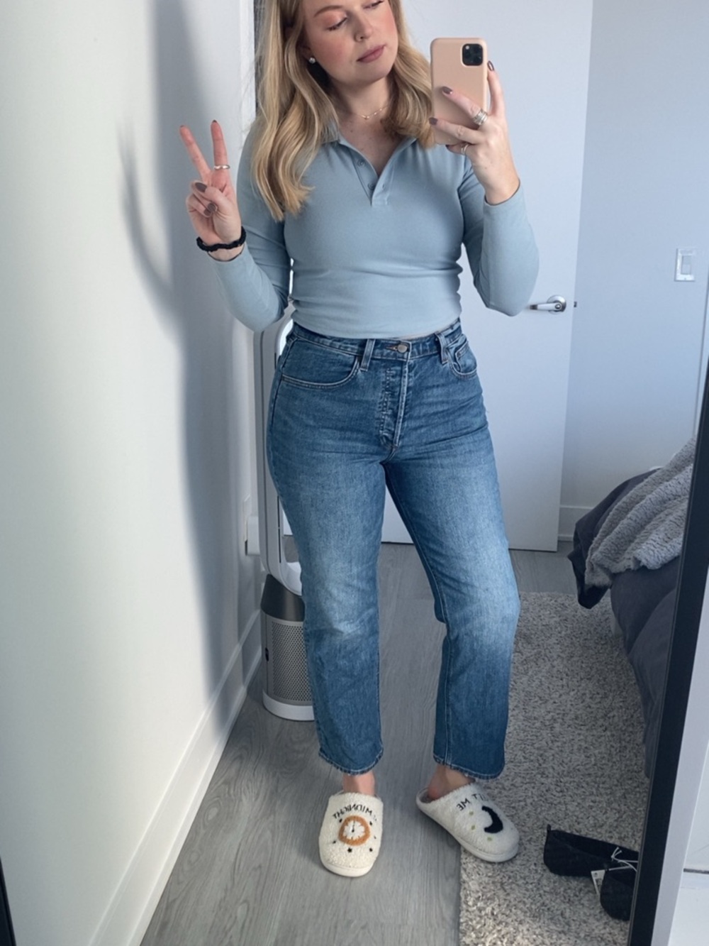 Sunday Best Pale Blue Long-Sleeve Polo Crop Top - Picture 3 of 3